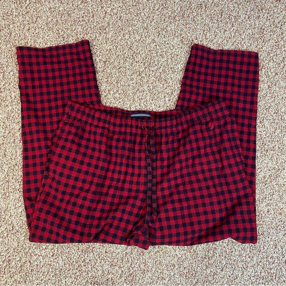 Nautica Mens Flannel Pajama Pants Red Black Gingham XL - Picture 1 of 8